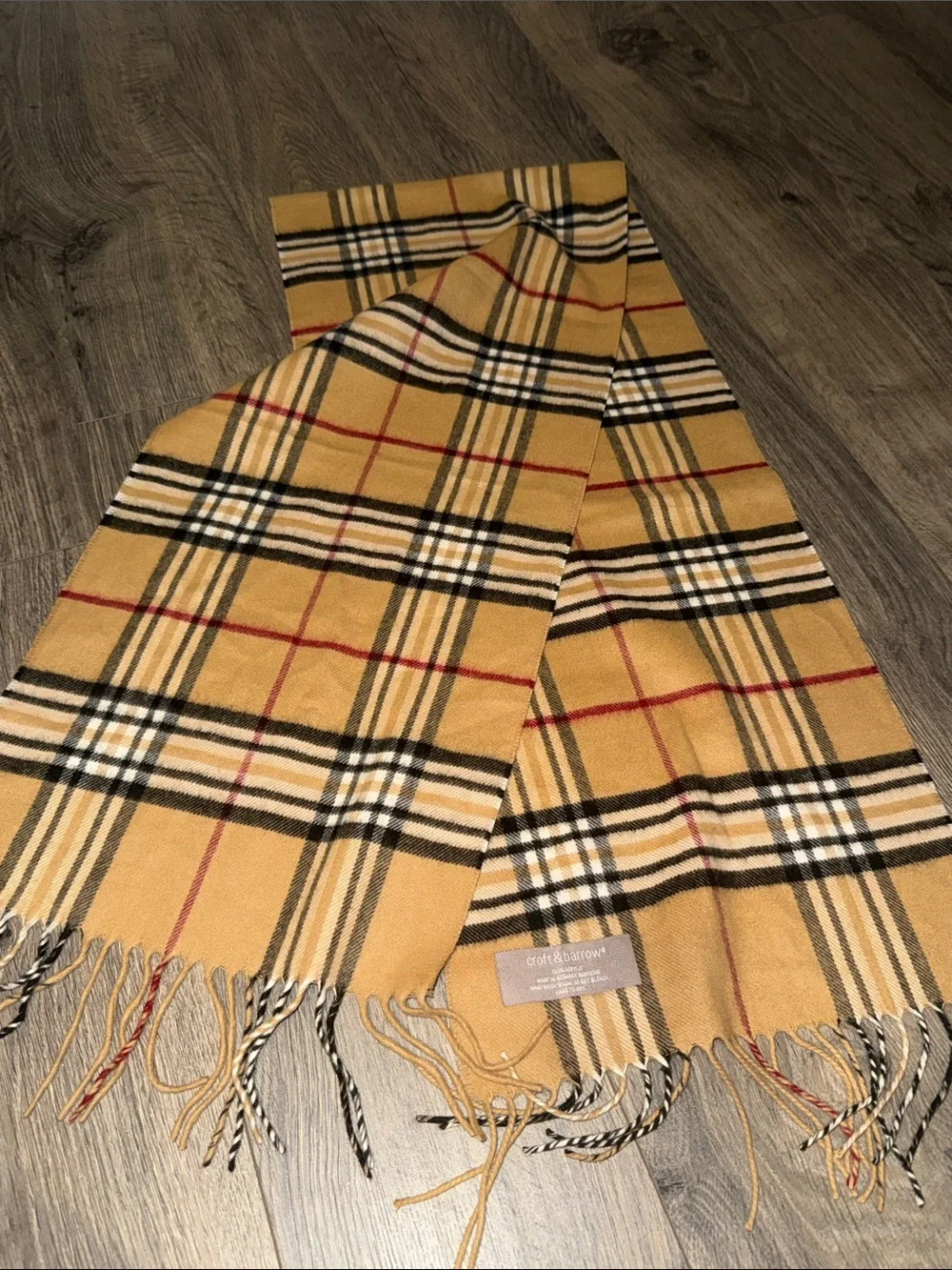 croft & barrow Mustard Yellow Plaid Fringe Scarf